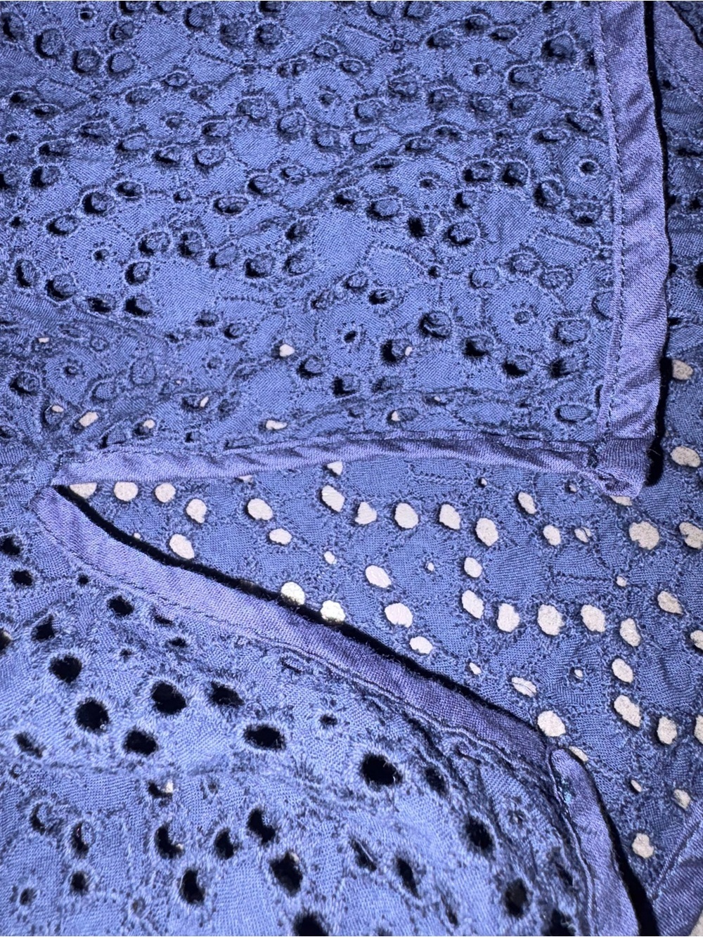 Talbots Blue Eyelet Open Knit Cardigan Top Size Small 100% Cotton Boho - Picture 8 of 8